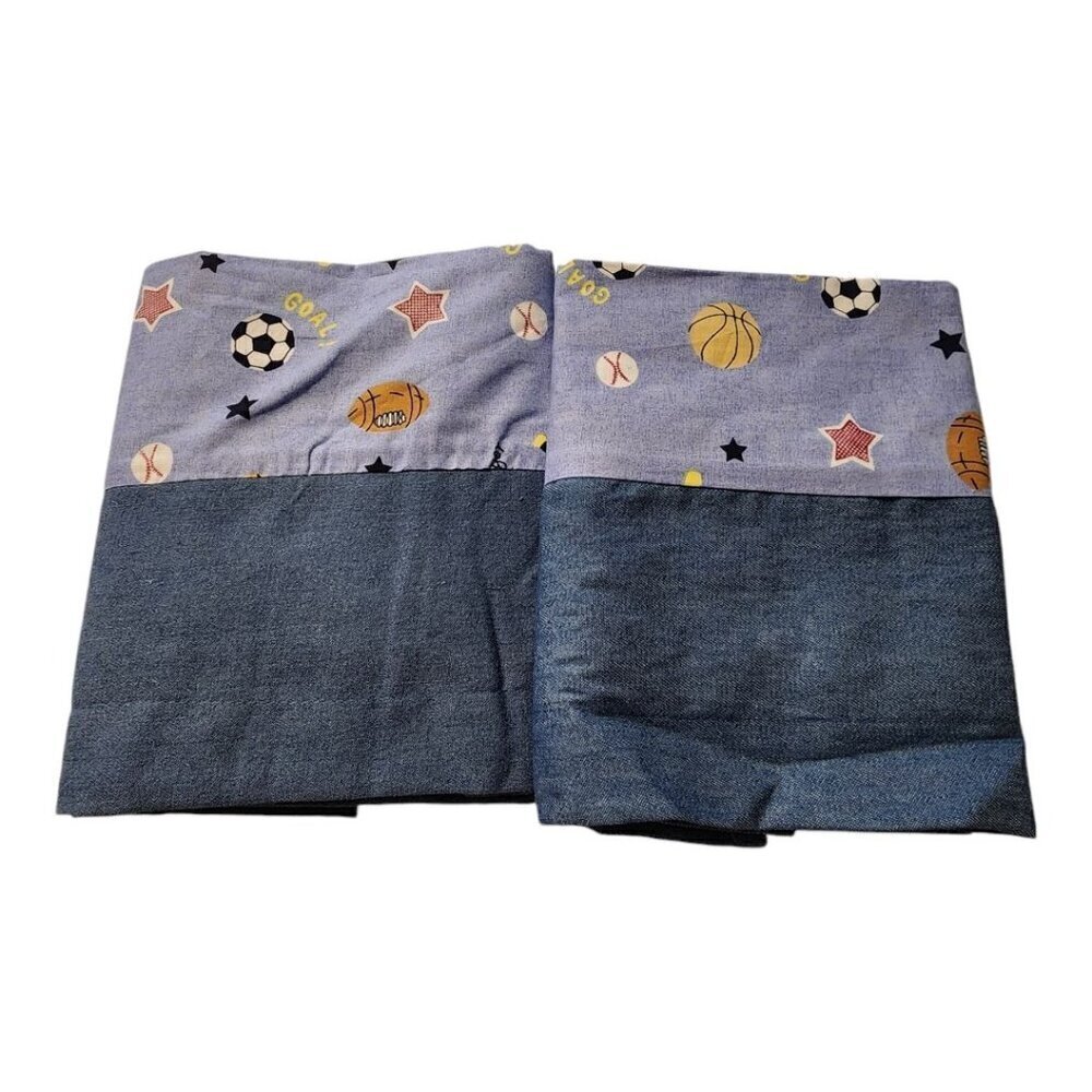 Lambs and Ivy All Star collection 2 window valances Sports Soccer Baseball Bask